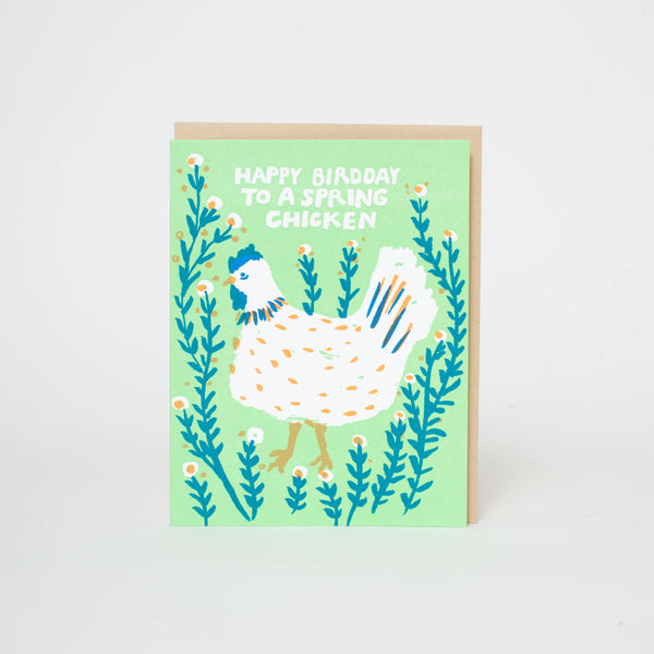 Spring Chicken Birthday Card