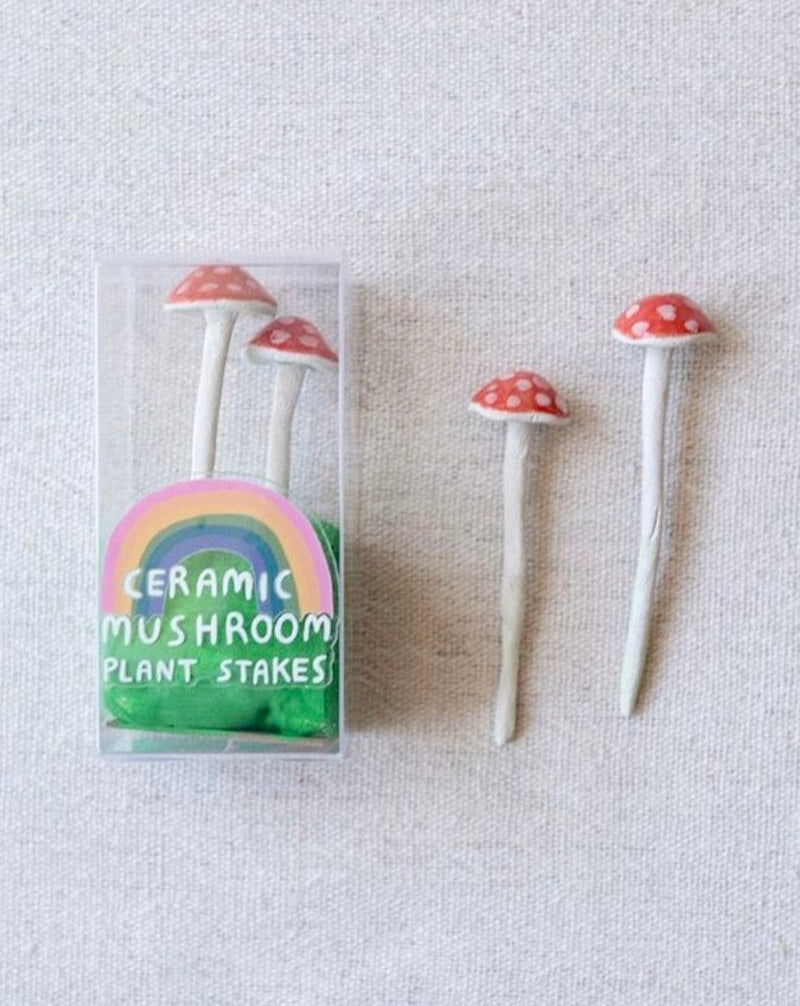 Ceramic Mushroom Plant Stakes